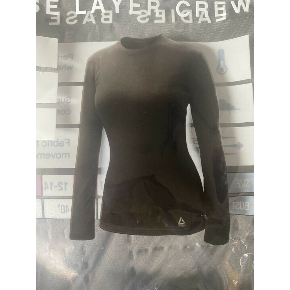 Reebok Ladies Base Layer Crew Black Long Sleeve Sz
